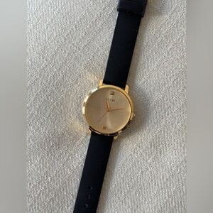 Guess Gold-Tone with Black Strap Women's Watch